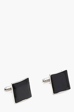 Boohoo Silver And Black Cuff Links