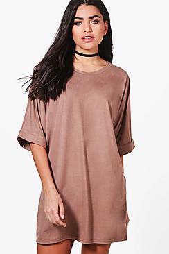 Boohoo Abi Suedette Oversized T-shirt Dress