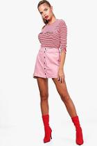 Boohoo Selina Button Through Denim Mini Skirt