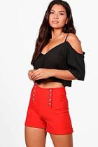 Boohoo Bella Military Button Short