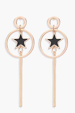 Boohoo Elvira Star Hoop And Bar Earrings