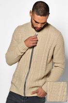 Boohoo Cable Stitch Knitted Bomber Oatmeal