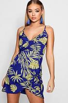Boohoo Rebecca Palm Print Strappy Wrap Shift Dress