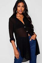 Boohoo Longline Chiffon Shirt