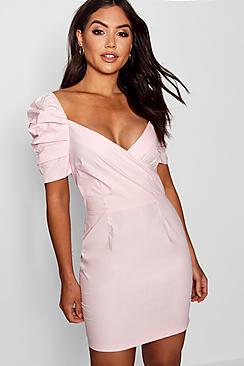 Boohoo Sweetheart Neck Puff Sleeve Mini Dress