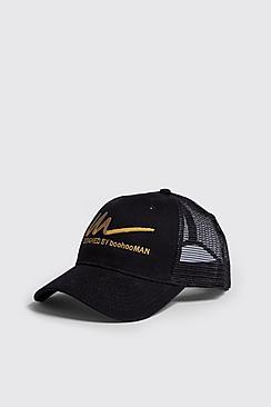 Boohoo Gold M Embroidered Trucker Cap