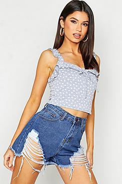 Boohoo Ditsy Floral Ruffle Detail Cami