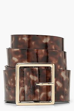 Boohoo Tortoiseshell Effect Wide Buckle Belt
