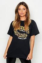 Boohoo Femme Leopard Lips Slogan T-shirt