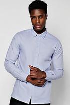 Boohoo Blue Long Sleeve Oxford Shirt