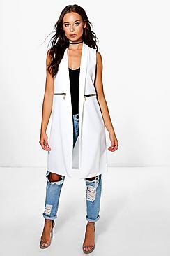 Boohoo Holly Zip Detail Duster Coat
