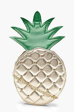Boohoo Erin Metallic Pineapple Round Bag