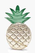 Boohoo Erin Metallic Pineapple Round Bag