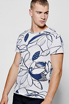 Boohoo Short Sleeve Large Floral Print T Shirt