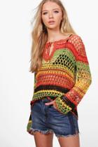 Boohoo Heather Burnt Stripe Crochet Top Multi