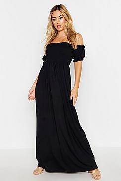 Boohoo Petite Sheered Balloon Sleeve Maxi Dress