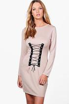 Boohoo Isabelle Corset Lace Up Bodycon Dress