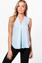 Boohoo Georgina V-neck Sleeveless Blouse