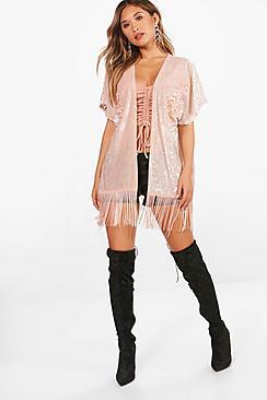 Boohoo Freya Oriental Applique Kimono