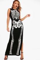Boohoo Bailey Halloween Skeleton Maxi Dress