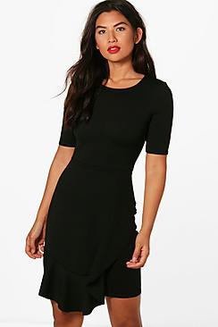 Boohoo Freya Ruffle Hem Tailored Dress