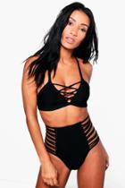Boohoo Madrid Boutique Bandage Multi Strap Bikini Black