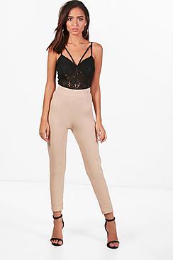 Boohoo Seam Front Crepe High Waist Legging