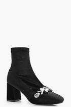 Boohoo Lily Embellish Block Heel Ankle Boots