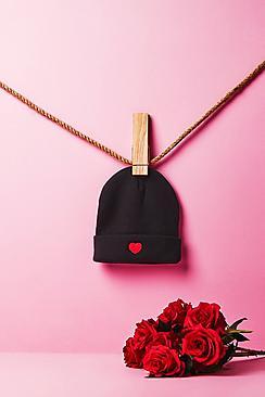 Boohoo Valentines Heart Embroidered Beanie