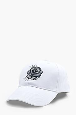 Boohoo Silver Rose Embroidered Baseball Cap