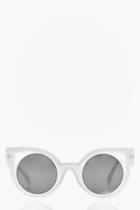 Boohoo Ivy Exaggerated Cut Out Cat Eye Sunglasses White