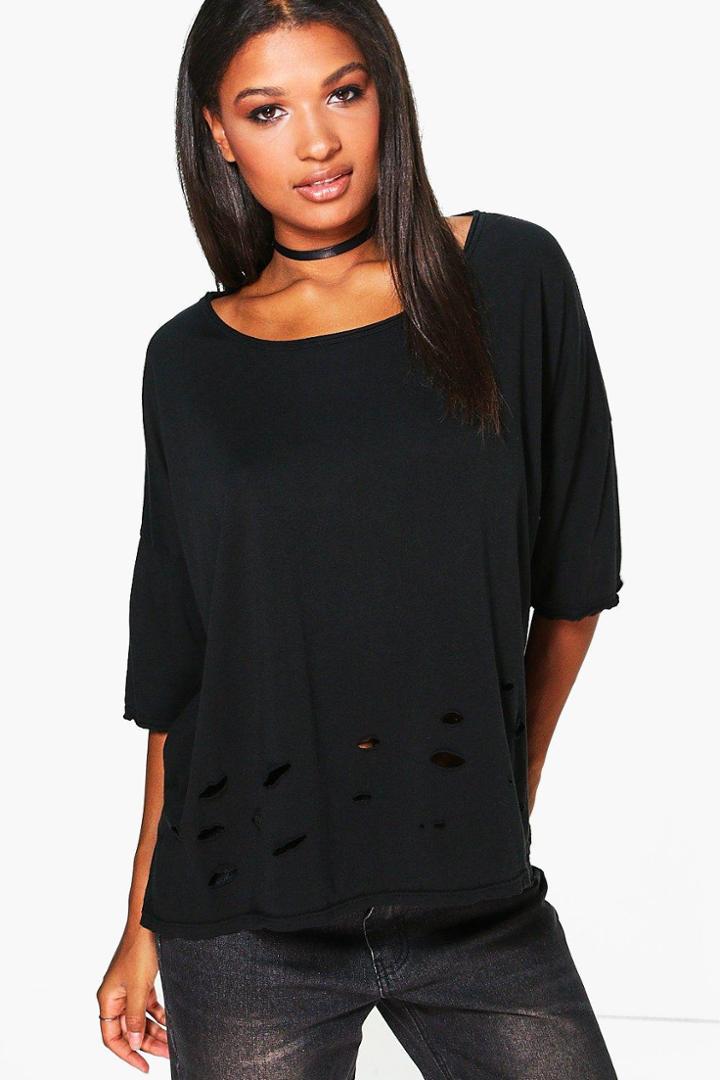 Boohoo Mia Laundered Oversized T-shirt Black