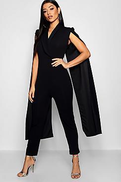 Boohoo Cape Lepel Collar Jumpsuit