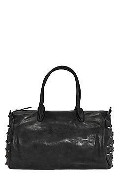 Boohoo Jessica Black Stud Detail Bowler Bag