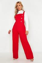 Boohoo Plus Button Detail Pinafore Tailored Jumpsuit