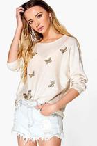 Boohoo Sophie Sequin Butterfly Jumper