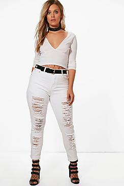Boohoo Plus Annie Ripped Skinny Jean