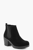 Boohoo Wide Fit Suedette Cleated Heel Chelsea Boots