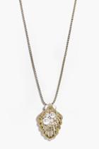 Boohoo Ebony Shell & Pearl Charm Necklace Gold