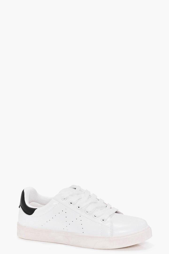 Boohoo Tilly Colour Back Lace Up Trainer Black