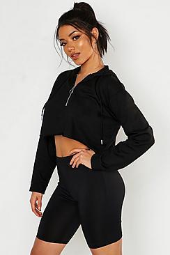 Boohoo O Ring Zip Cropped Hoodie