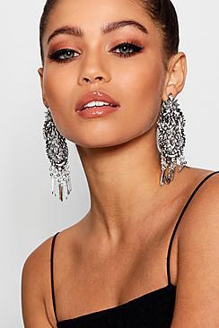 Boohoo Statement Diamante Chandelier Earrings