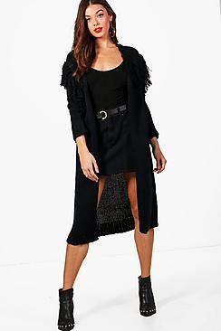 Boohoo Alice Tassel Shoulder Midi Cardigan