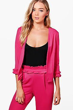 Boohoo Ellie Frill Cuff Crop Blazer