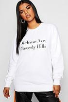 Boohoo Plus Melrose Beverly Hills Slogan Sweat