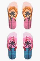 Boohoo Ruby Ombre Palm Print Two Pack Flip Flop Pink