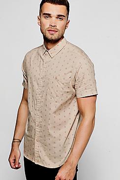 Boohoo Stone Short Sleeve Ditsy Print Shirt