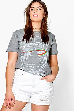 Boohoo Plus Maddie Ripped Denim Short
