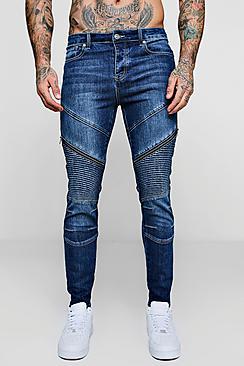 Boohoo Skinny Fit Biker Jeans With Zip Detail