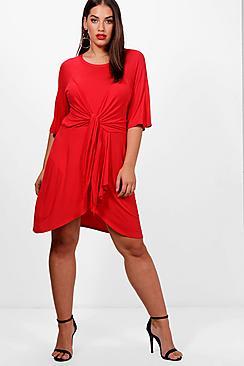 Boohoo Plus Demi Tie Detail Shift Dress
